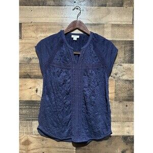Sundance XS Blue Crinkle Blouse Top Womens